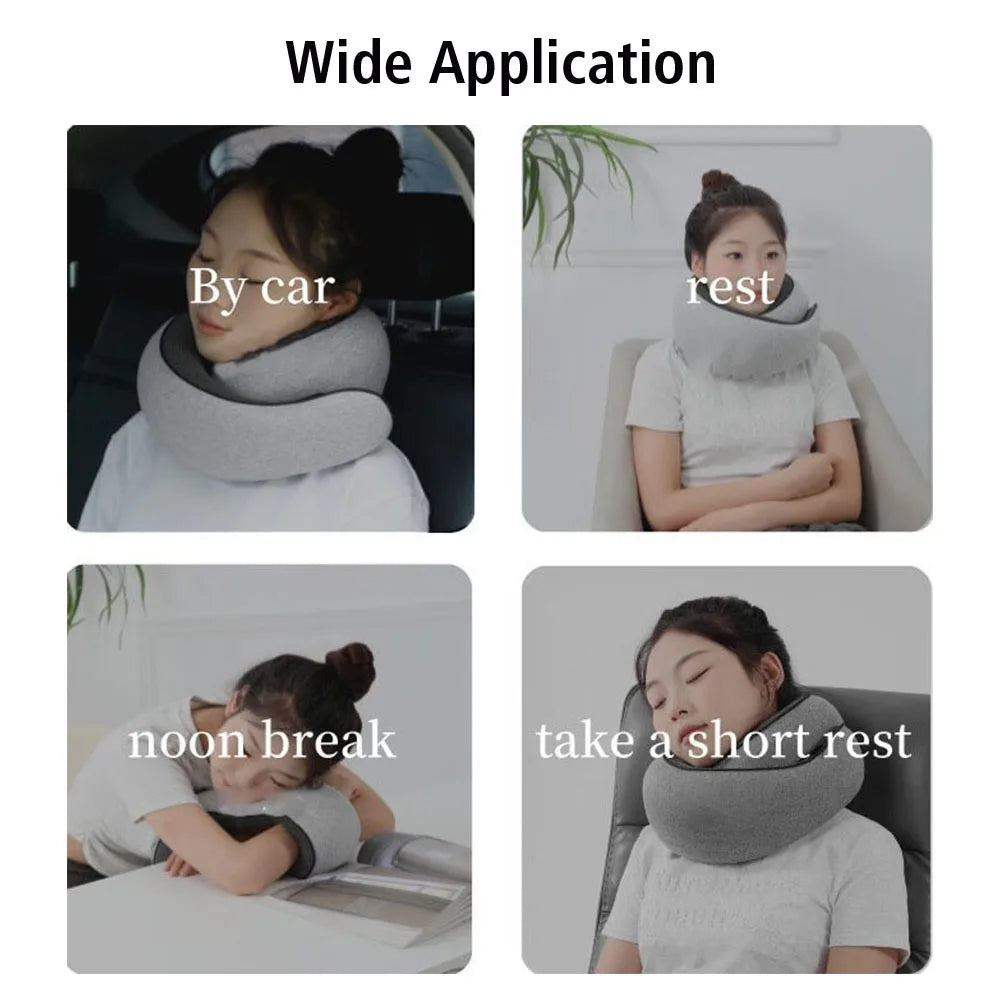 Travel Neck Pillow Portable U-Shaped Pillow Memory Foam Snail Pillow Travel Neck Support Soft Noon Break Sleep Pillows