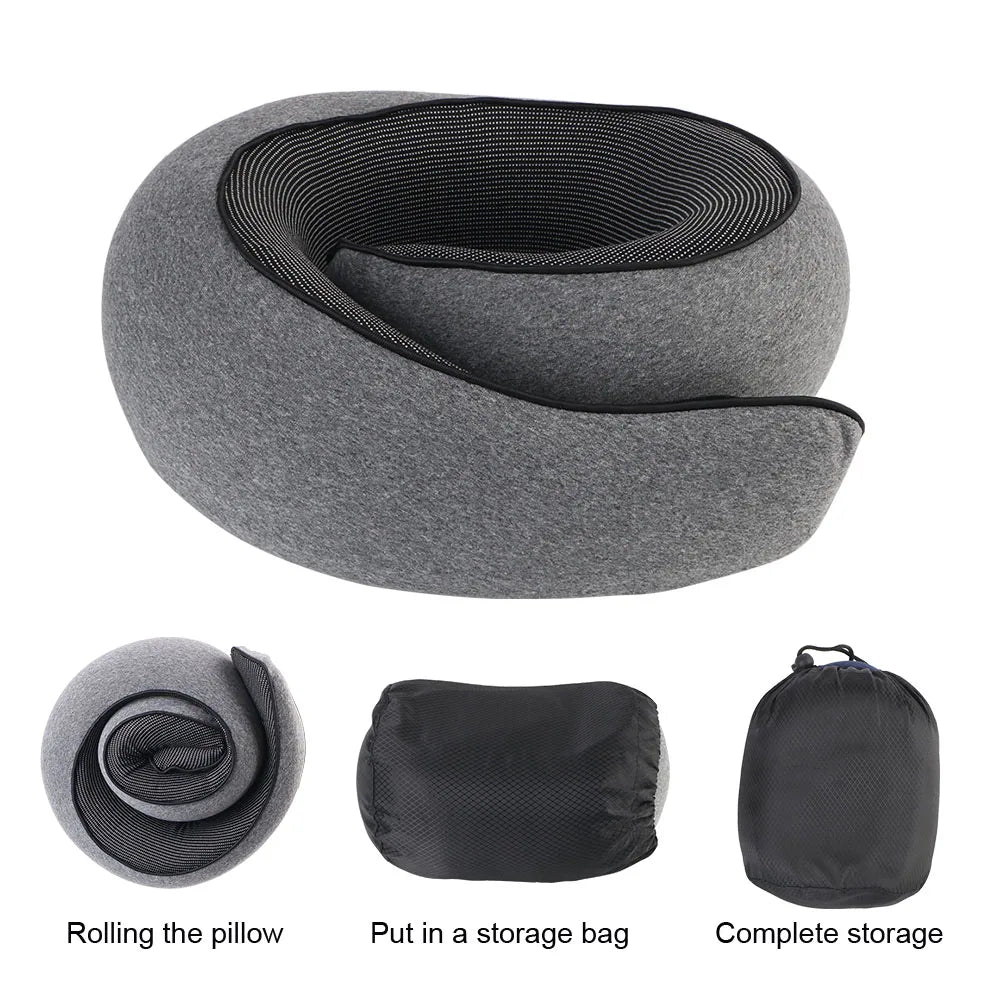 Travel Neck Pillow Portable U-Shaped Pillow Memory Foam Snail Pillow Travel Neck Support Soft Noon Break Sleep Pillows