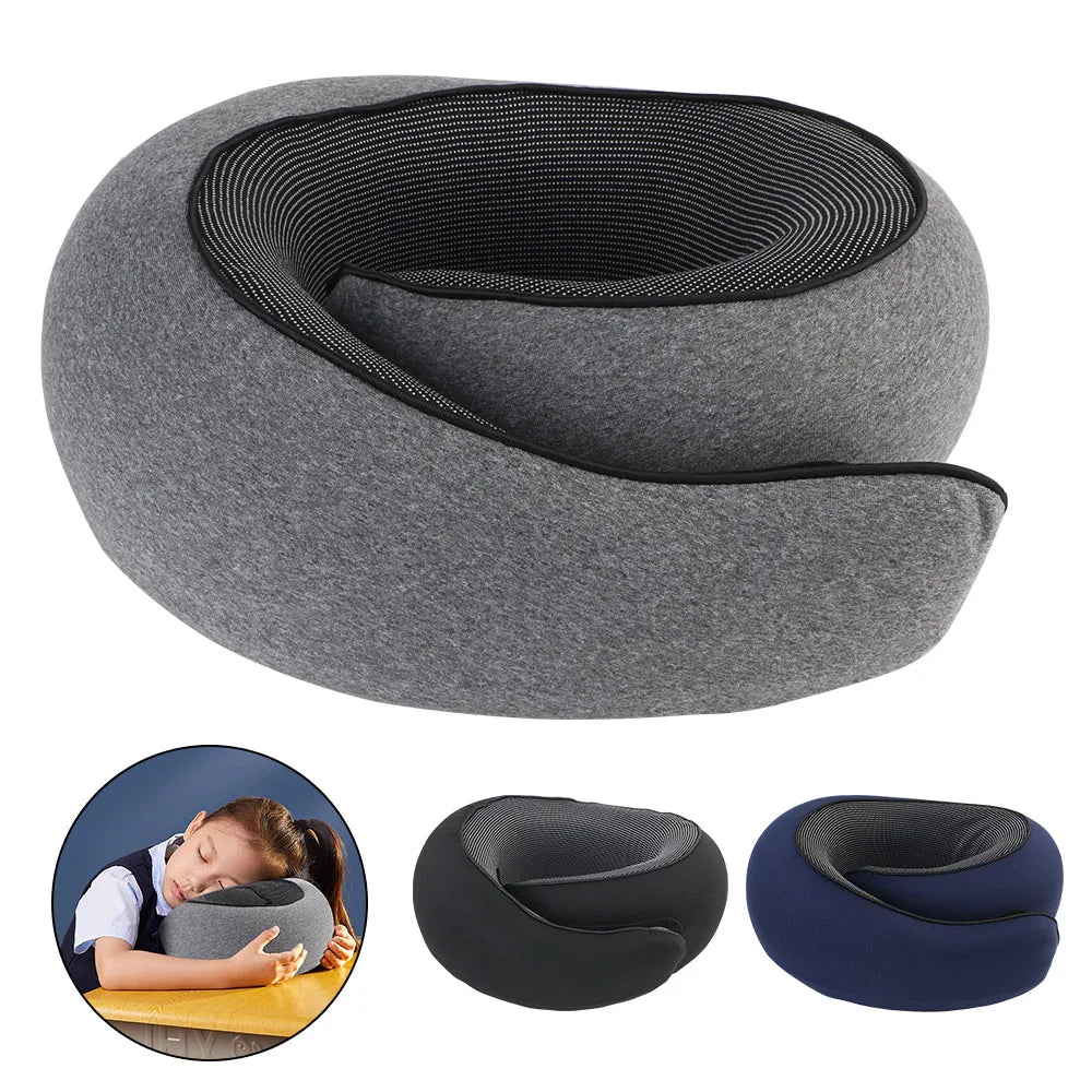 Travel Neck Pillow Portable U-Shaped Pillow Memory Foam Snail Pillow Travel Neck Support Soft Noon Break Sleep Pillows