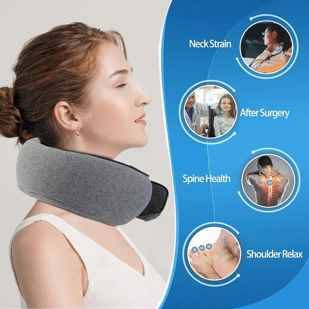 Travel Neck Pillow Portable U-Shaped Pillow Memory Foam Snail Pillow Travel Neck Support Soft Noon Break Sleep Pillows