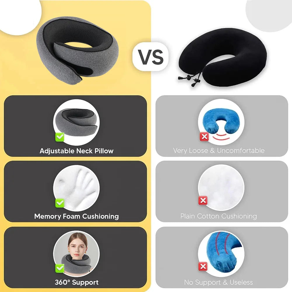 Travel Neck Pillow Portable U-Shaped Pillow Memory Foam Snail Pillow Travel Neck Support Soft Noon Break Sleep Pillows